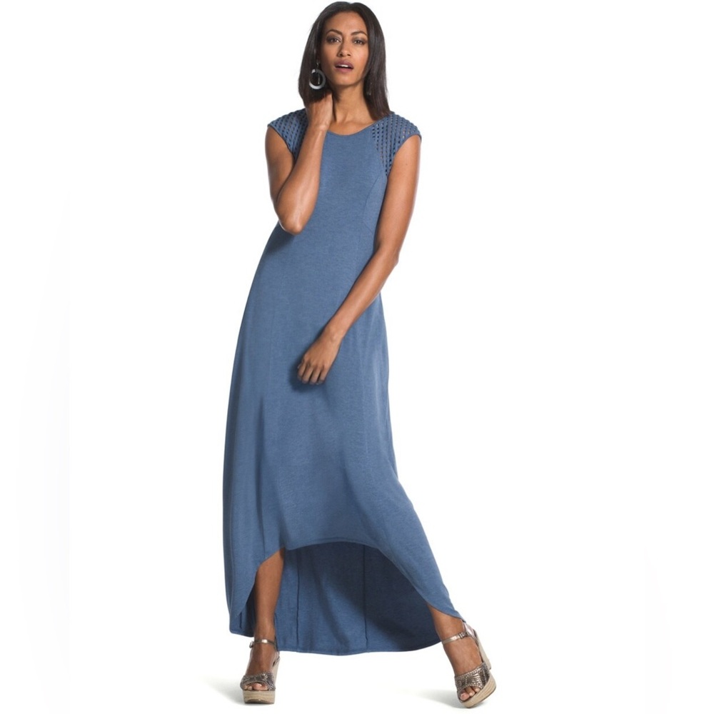 Chicos Lattice-Shoulder Maxi Dress size 0